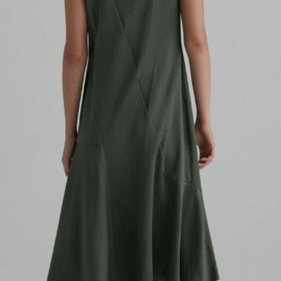 Club Monaco Seamed Bias Dress in Black Olive, Midi, Size 4, NWT - Picture 4 of 9